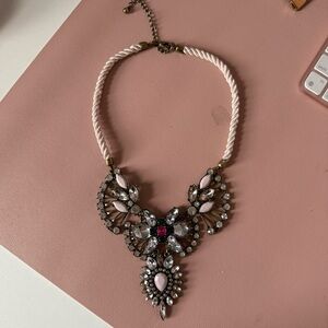 J.Crew Elegant Pink and Silver Statement Necklace
